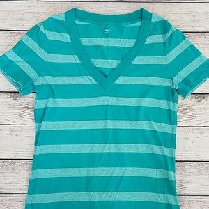GAP Striped V-neck Tee - Sz. S